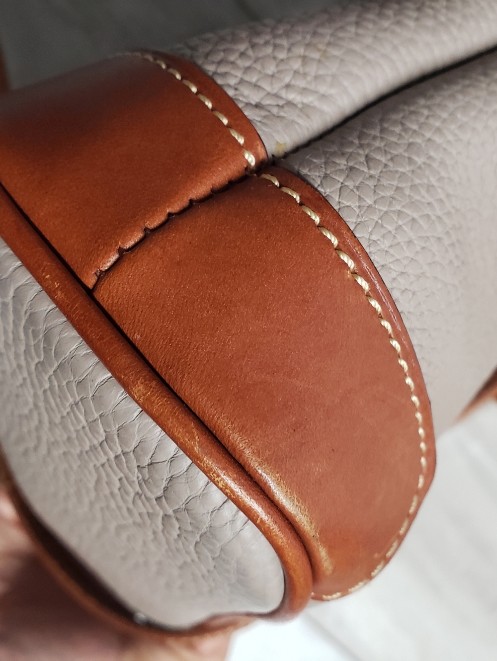 Dooney & Bourke Pebbled Leather Crossbody in Taupe with Brown Strap - Picture 13 of 15